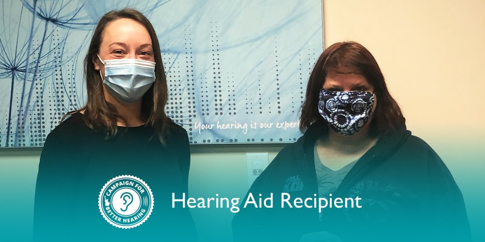 Sandy Hamilton receives the gift of hearing through the Campaign for Better Hearing's Give Back Program.