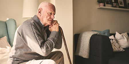 Image show old man thinking about his health