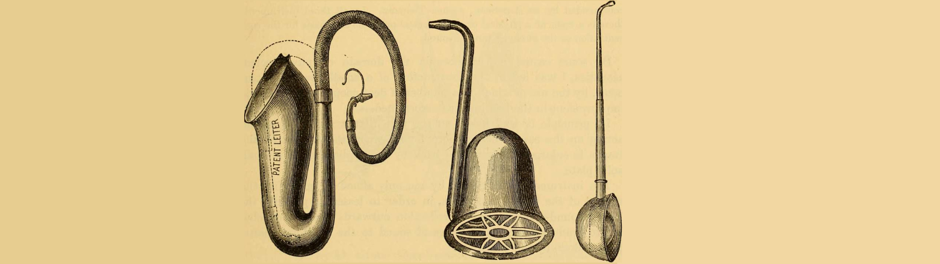 a vintage drawing of ear trumpets