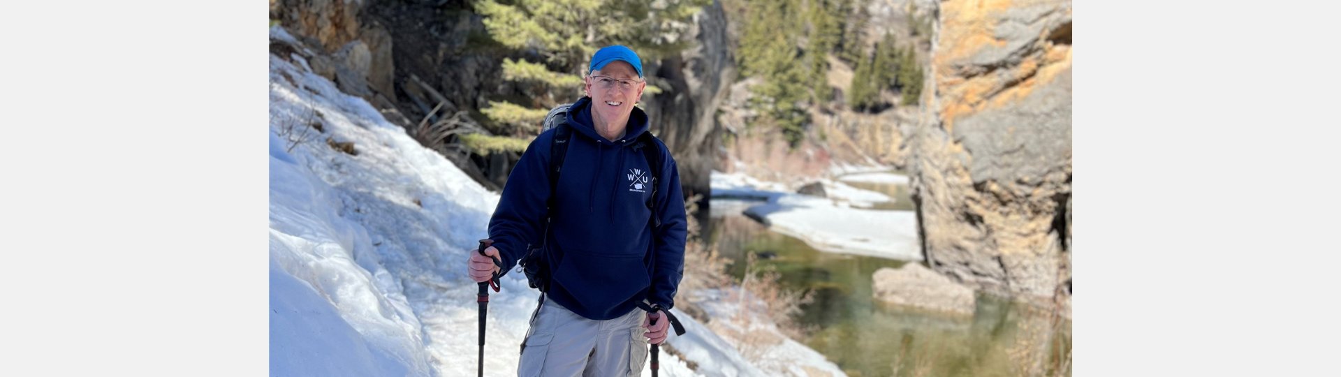 audiologist Jeff Williamson hiking in Montana