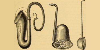 a vintage drawing of ear trumpets