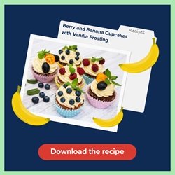 Berry and Banana Cupcakes with Vanilla Frosting - Download the pdf