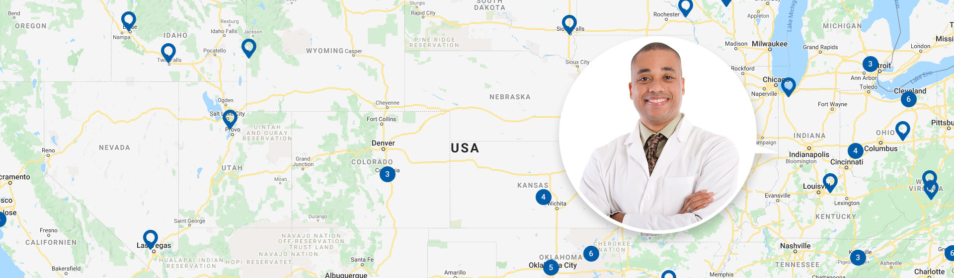Image shows map shows hearing clinics with audiologist near you