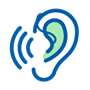 Icon - Ear with Behind-the Ear Hearing Aid and Sound