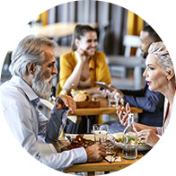 Image show couple in a restaurant