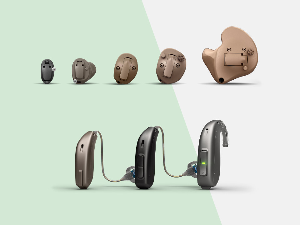 Image show different types of hearing aids
