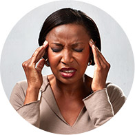 Image show woman with symptoms of tinnitus