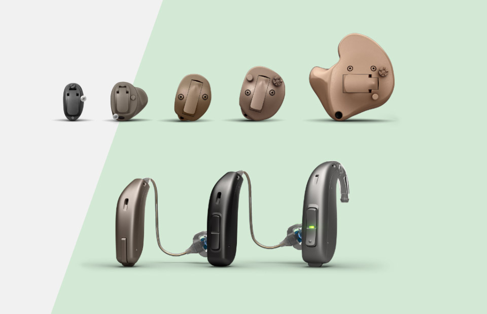 Image de différents styles d'appareils auditifs